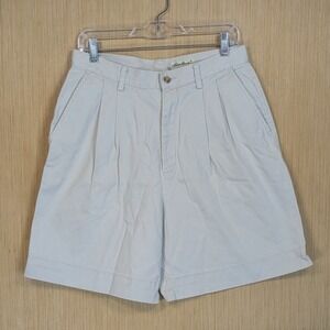 Eddie Bauer Classic Fit Pleated Khaki Mom Shorts Baggy Womens 14 Casual Everyday